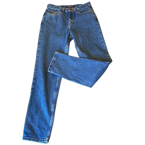 VTG VS LONDONJEAN Straight Leg High-Rise 100% Cotton Blue Jeans Sz 8 #348F - Picture 1 of 7